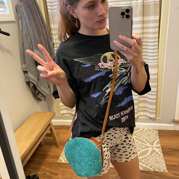 Urban Outfitters turquoise leather suede satchel - Picture 15 of 15